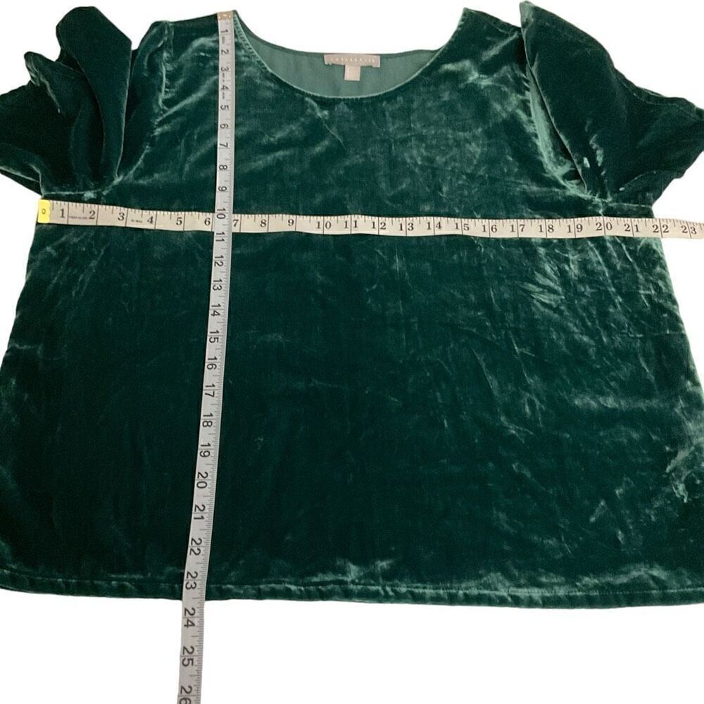 Chelsea28 Blouse Round Neck Short Flare Sleeves Velvet Green Women Size Large - Picture 6 of 10